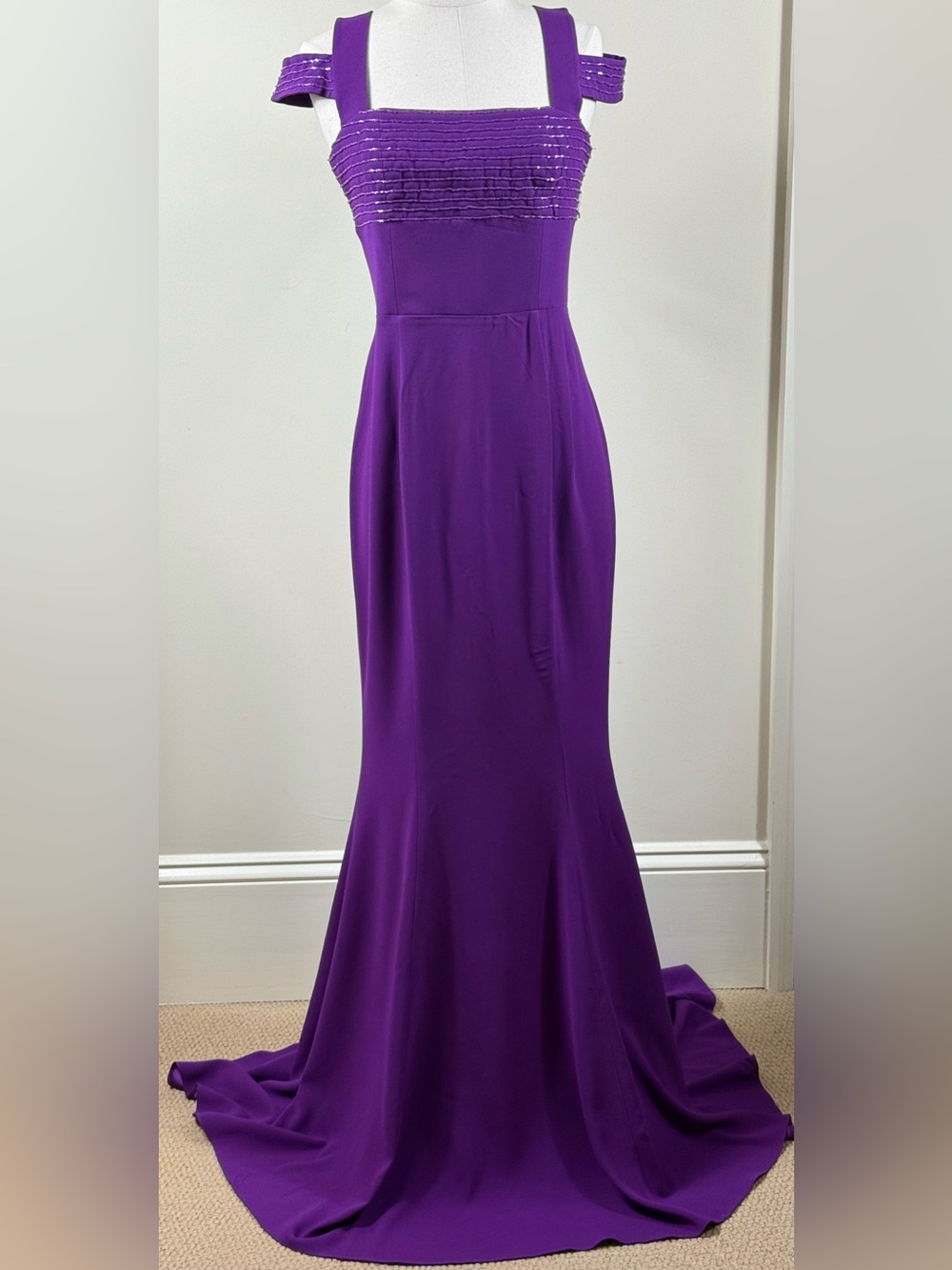 NetWork Black Purple Beaded Mermaid Gown EU 38 US 2/4